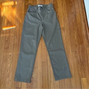 A&F Taupe Curve Love Vegan Leather 90s Straight Pants